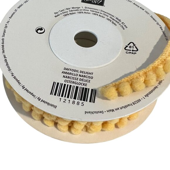 Pom-Pom Trim & Floral Ribbon Spools Set 4.6-15 Yards Yellow & Pink Pom-Poms Mult - Picture 4 of 7